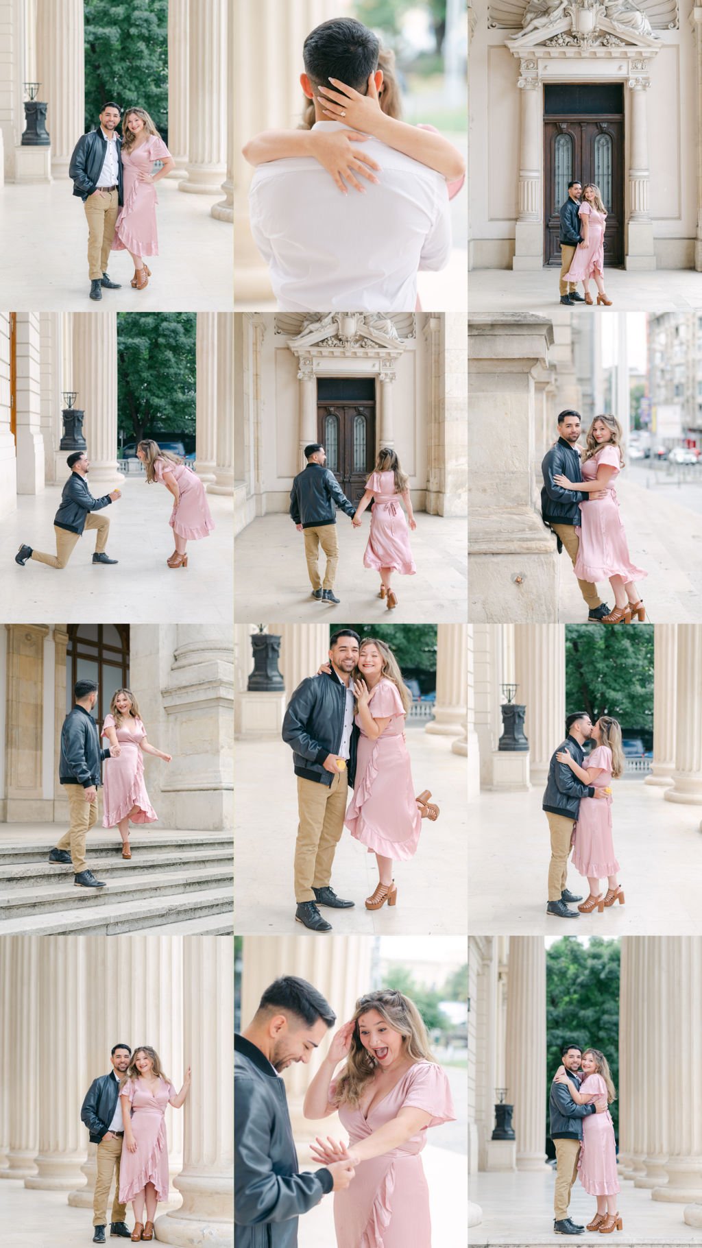 collage pictures engagement photo session Bucharest photographer
